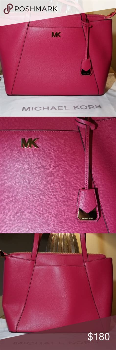 hot pink and white michael kors purse|Michael Kors pink canvas tote.